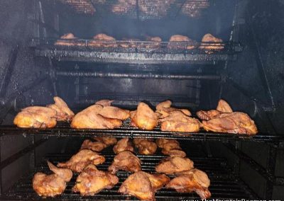 smoking chicken with special dry rubs at mountain boomer